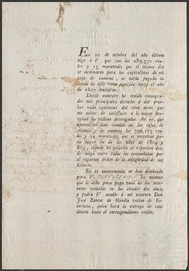 Comunicación del Diputado General de Guipúzcoa dirigida a María Manuela de Alcíbar.