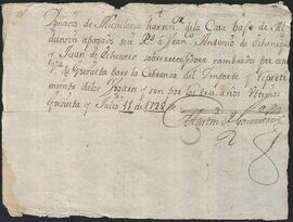Carta de pago otorgada por el escribano Martín de Goizueta en favor de Ignacio de Michelena.