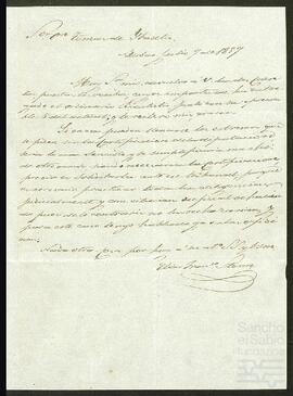Carta de Elías Francisco Storm dirigida a Tomás de Ibaseta.