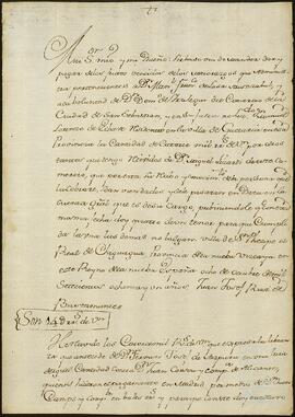 Libramiento expedido por Juan José Ruiz de Bustamante a Fermín José de Aizpuru.