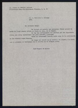Cartas de José Miguel de Azaola Urigüen a Guillermo Azcoaga.