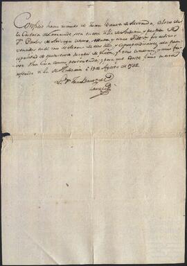 Recibo dado por Juan Bautista de Zabala en favor de Juan Bautista de Miranda.