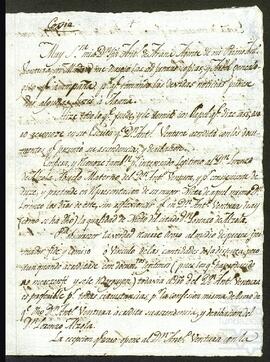 Carta de Jerónimo de Cincunegui dirigida a María Concepción de Aguirre.