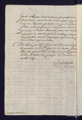 Carta de Pedro de Gamboa a Gaspar Vélez de Marzana Orozqueta.