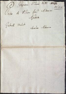 Arrendamiento de la casa de Tolosenea otorgado por Juan Francisco de Alduncín en favor de Gabriel de Unchalo.
