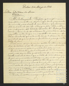 Carta de Elisardo María Storm a Sebastián de Abreu.