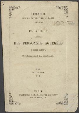 Catálogo de libros de la librería de H.Vrayet de Surcy.