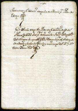 Testamento y codicilo de Pedro de Ortega.