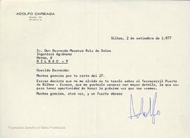 Cartas de Adolfo Careaga dirigidas a Bernardo de Mesanza.