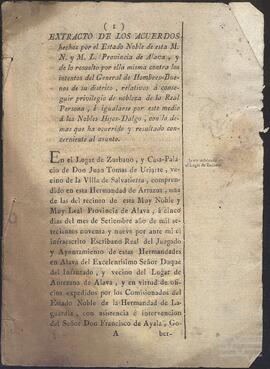 Acuerdos de la junta del Estado Noble de la provincia de Álava.