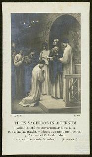 Recordatorio de la ordenación sacerdotal y primera misa de Nemesio Otaño Eguino.