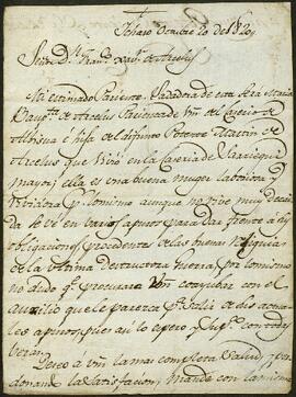 Carta de Silvestre de Chinchurreta dirigida a Francisco Javier de Arcelus.