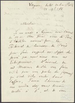 Carta dirigida a Pedro de Yrízar.