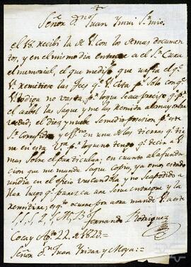 Cartas entre José Manuel de Yrízar y Joaquín de Orobio y Ambrosio Meléndez Jaramillo.