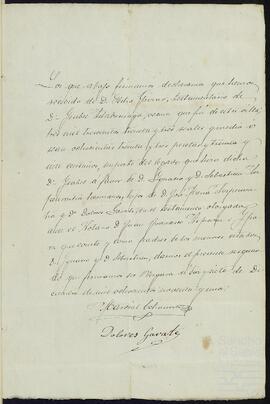 Recibo de haberse abonado un legado de Isabel de Astaburuaga Oria.