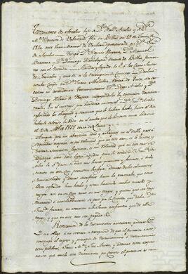 Resumen de un supuesto testamento de Francisco Javier de Arcelus del 23 de junio de 1820.