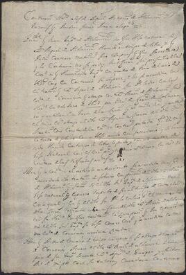 Extracto con las instrucciones de Martín de Alduncín en el pleito de tenuta contra Miguel Antonio de Alduncín.