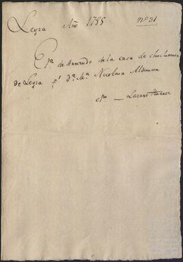 Renovación del arrendamiento de la casa llamada Chachunea otorgada por María Nicolasa de Alduncín en favor de Pedro de Zabaleta.