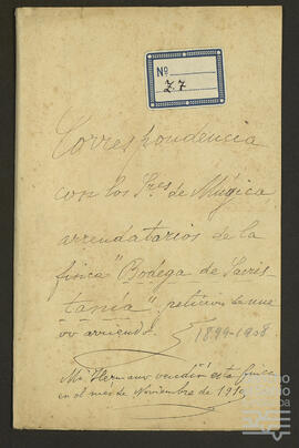 Cartas de los arrendadores de la Bodega La Sacristanía a José María de Zavala Ortés de Velasco.