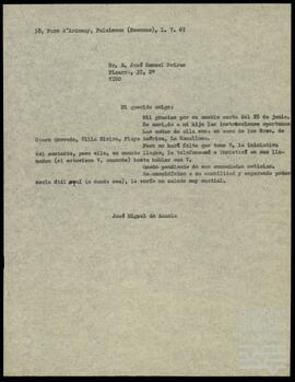 Correspondencia entre José Miguel de Azaola Urigüen y José María Beiras.