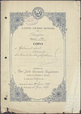 Testamento abierto de Benito Mendía Legorburu.