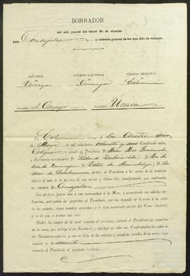 Acta del colegio electoral de Echevarría en las elecciones municipales de 1881.