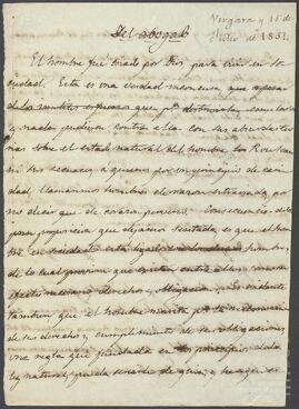 Disertación de Pedro de Yrízar sobre la figura del abogado.