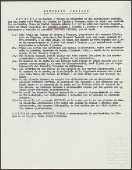 Contrato privado entre María del Carmen Yrízar Barnoya y Marcelo Basauri.