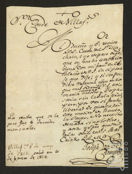 Carta de José Vicente Campos a Manuel José de Zavala Acedo.