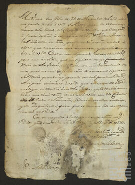 Carta de Manuel Sáenz de Lobera a Miguel Gupeldi.