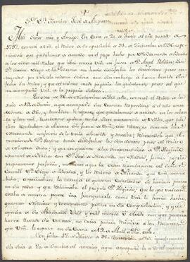 Cartas de Juan José Ruiz de Bustamante dirigidas a Fermín José de Aizpuru.