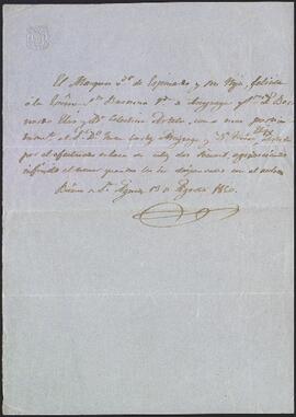 Carta del Marqués de Espinardo a la Baronesa viuda de Aréizaga.