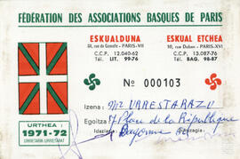 Fédération Des Associations Basques de París. 1971-72