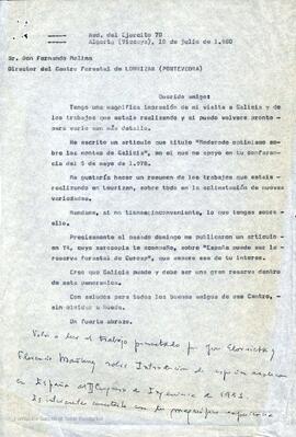Cartas entre Bernardo de Mesanza y Fernando Molina.