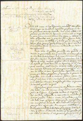 Oficio de la Diputación de Guipúzcoa dirigido a Ramón María de Moya.