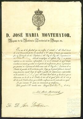 Nombramiento de José de Gortázar Munibe como suplente segundo del juez de paz del Ayuntamiento de Oñate.