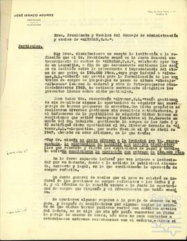 Correspondencia relacionada con la sociedad Alvamar S.A.