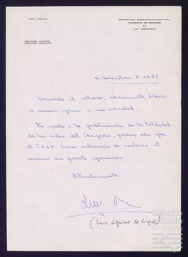 Correspondencia entre Luis Aguiar de Luque y José Miguel de Azaola Urigüen.