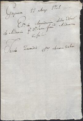 Arrendamiento de la mitad de las ferrerías de Alduncín otorgado por Juan Francisco de Alduncín en favor de Jacobo de Zarandia y Teresa de Arrondo.