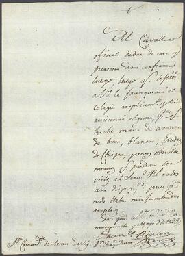 Carta de Francisco Rincón dirigida a Joaquín de Yrízar.