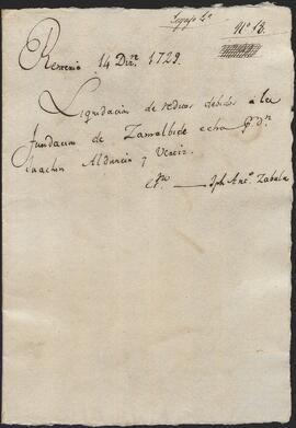 Redención de un censo otorgada por Francisco de Zabala en favor de Joaquín de Alduncín.
