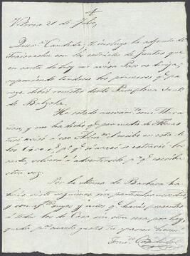 Cartas de Cándido Palacios dirigidas a su hermana Cándida.