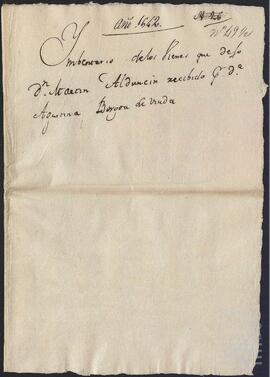 Inventario de los bienes y deudas que quedaron por muerte de Martín de Alduncín.