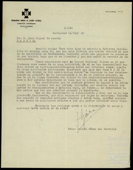 Correspondencia entre José Miguel de Azaola Urigüen y Julián Gómez del Castillo.