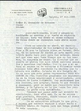 Cartas de Fernando de Larrañaga dirigidas a Bernardo de Mesanza y su mujer Gloria de Aranzábal.