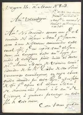 Cartas de Villafranca a Prudencio María de Verástegui Mariaca.