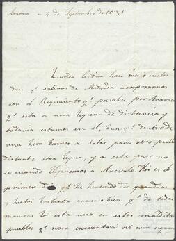 Cartas de Javier Palacios dirigidas a su hermana Cándida.