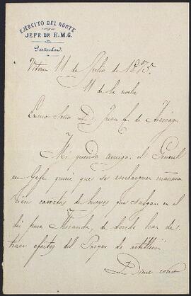 Carta de Juan Vásquez a Juan Carlos de Aréizaga.