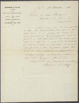 Carta de la compañía Berchmans et Fallize dirigida a Luis Barnoya.