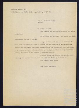 Correspondencia entre José Miguel de Azaola Urigüen y Fernando Marín.